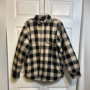 SAFTBAK Buffalo Plaid Shirt Jacket Men's Size M Medium USA Hunting Black / Ivory